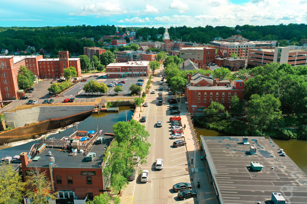 Aerial view of downtown Dover, New Hampshire